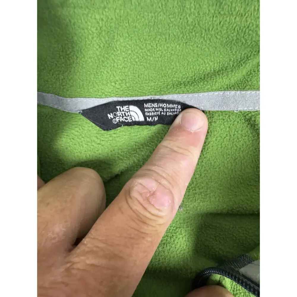 The North Face Men’s Full Zip Fleece Jacket Green Chest Pocket Size Medium